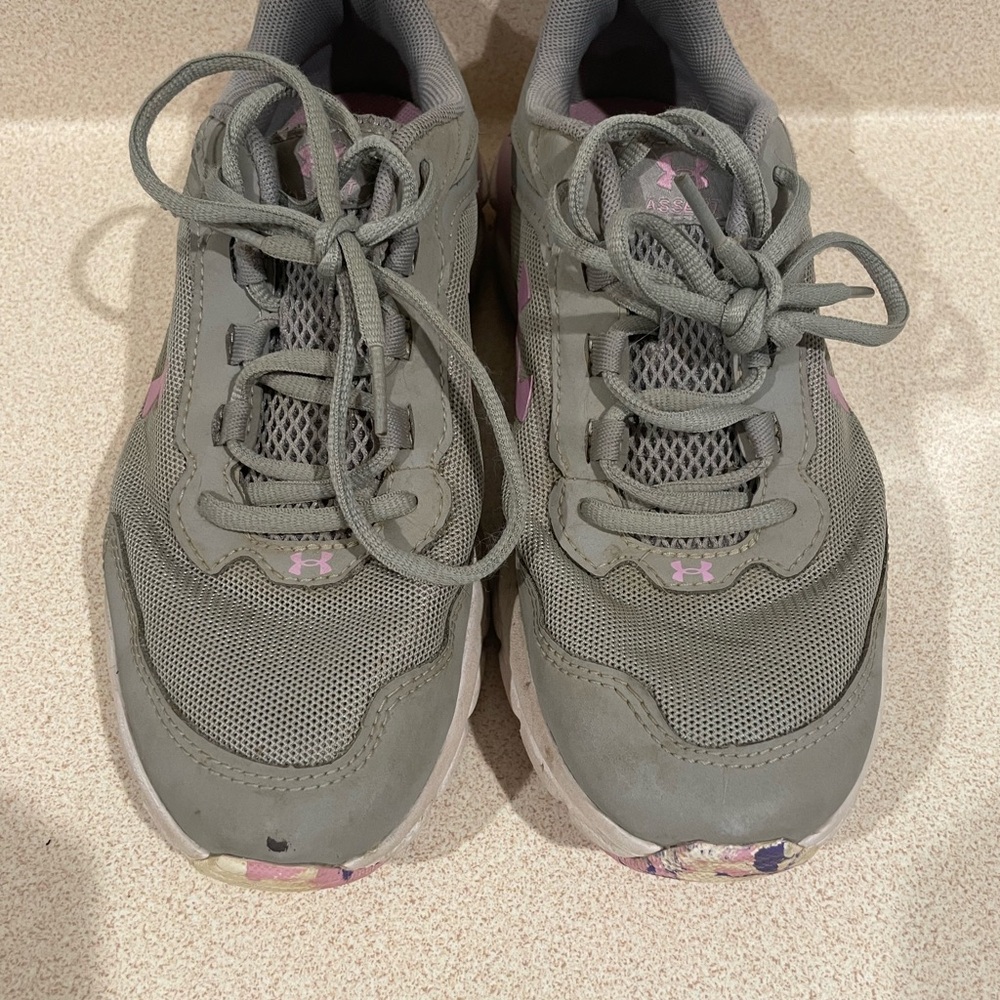 Under Armour Kids' Gray and Pink Sneakers
